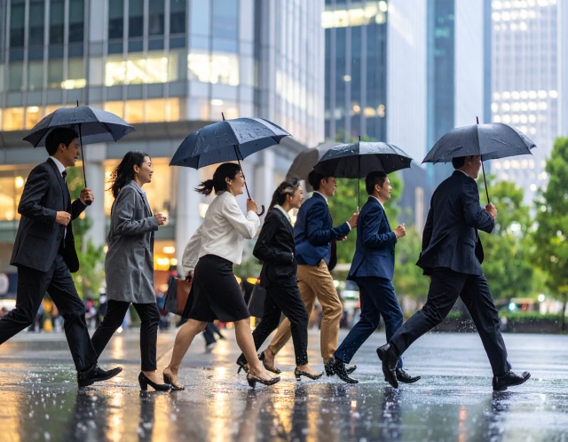 雨の通勤
